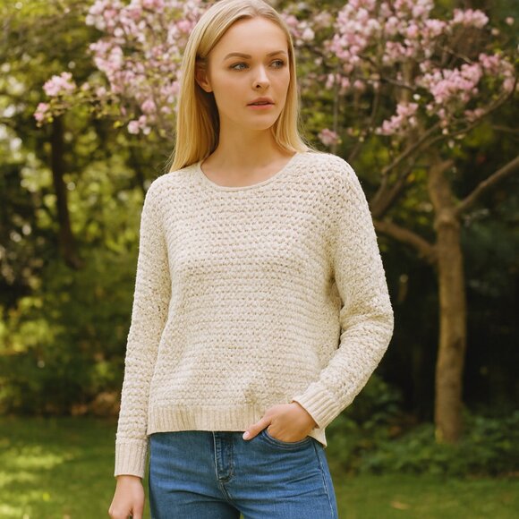 Madewell Sweaters - Madewell Pullover Sweater Open Stitch Austen in Cream Cotton Blend size XXS